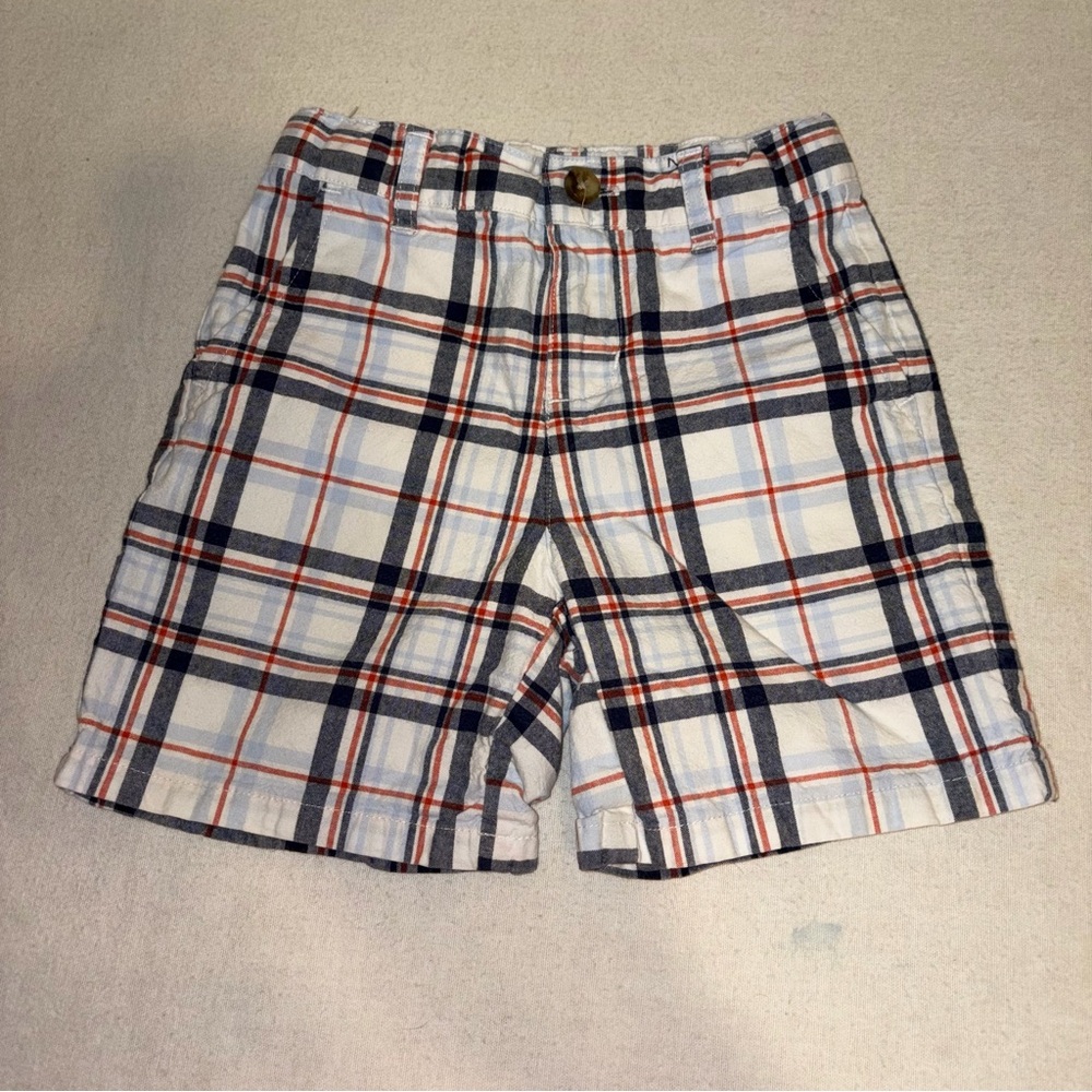Janie and Jack Kids Plaid Shorts‎ in White blue red size 18-24 Months